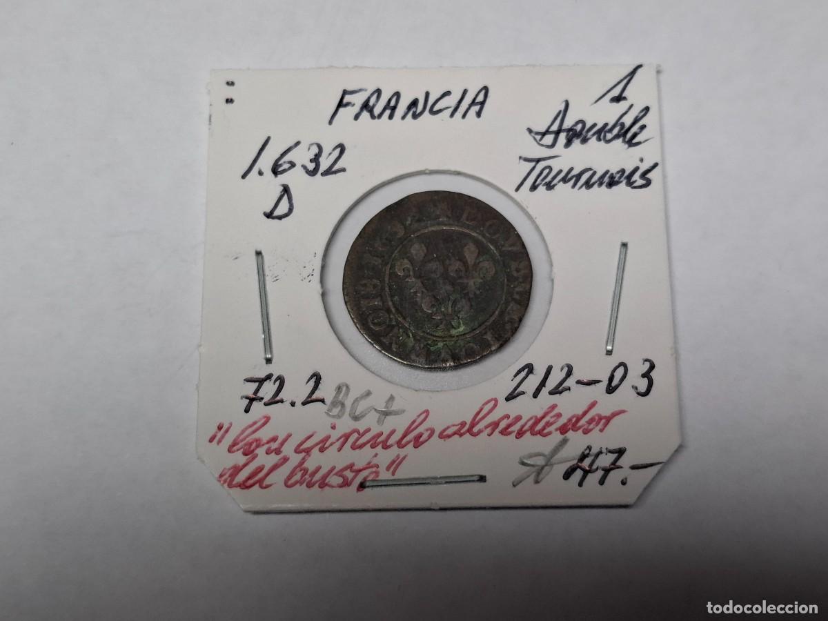 Monedas antiguas de Europa: 1 DOUBLE TOURNOIS de 1632 D KM 72.2 FRANCIA en BC+