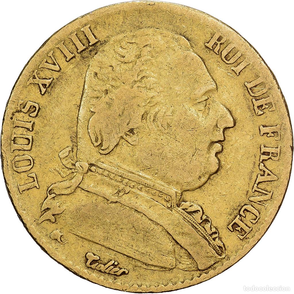 Monedas antiguas de Europa: [#1202843] Francia, Louis XVIII, 20 Francs, Louis XVIII, 1815, Paris, Oro, BC+, KM:706.1