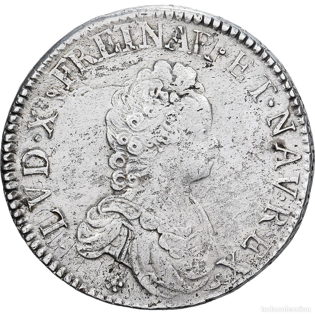 Monedas antiguas de Europa: [#1202858] Francia, Louis XV, Ecu Vertugadin, 1716, Rouen, Plata, BC+, Gadoury:317