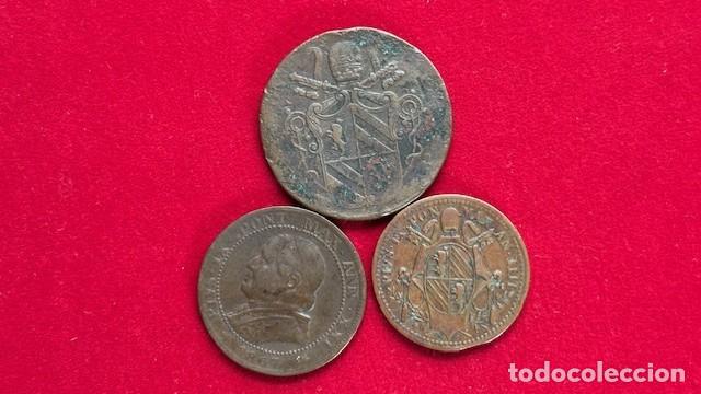 Monedas antiguas de Europa: 3 monedas estados pontificios , Pio IX, 1849 y1867