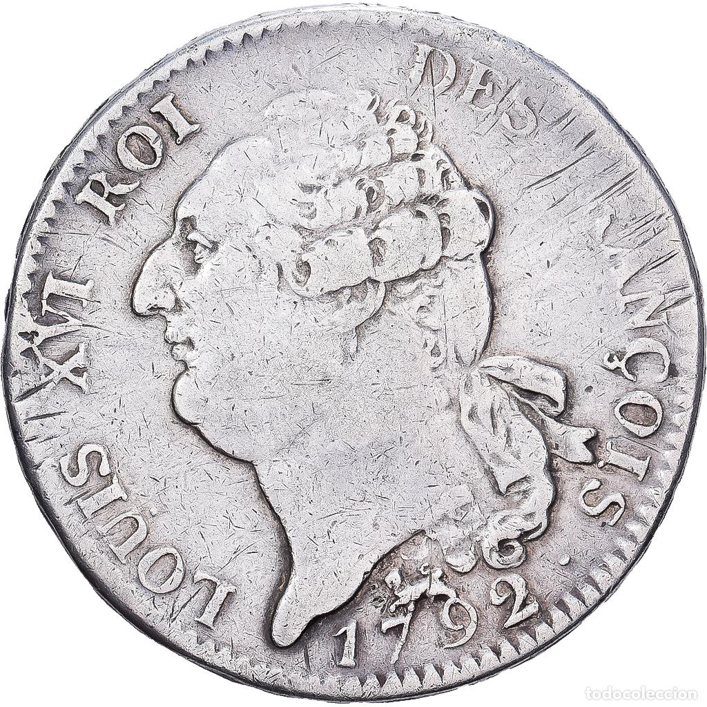 Monedas antiguas de Europa: [#1202861] Francia, ECU, 6 Livres, 1792 / AN 4, Paris, Plata, BC+, Gadoury:55, KM:615.1