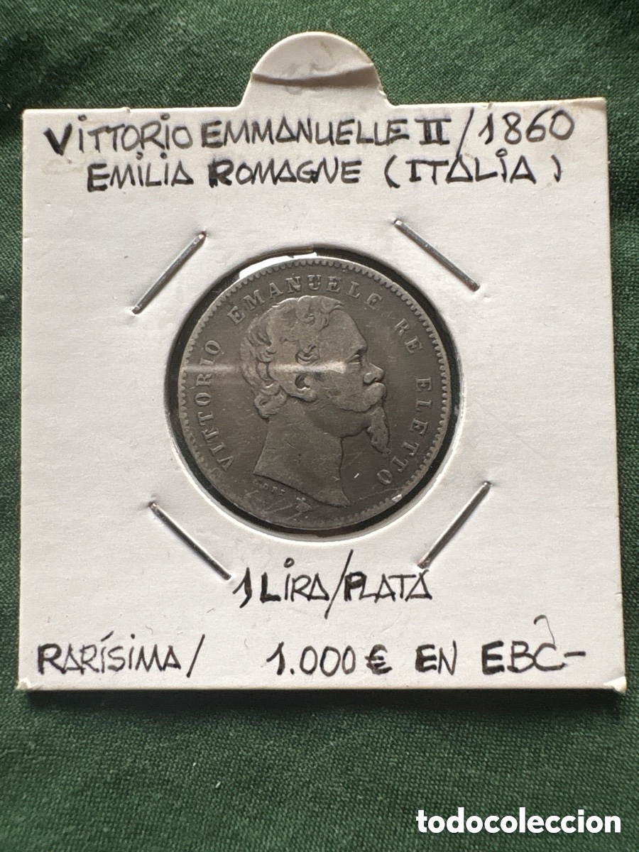 Monedas antiguas de Europa: Moneda 1 Lira de plata 1860, Florencia, Italia, Vittorio Emanuele II (A5)