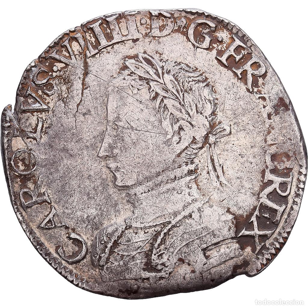 Monedas antiguas de Europa: [#1202796] Francia, Charles IX, Teston, 1563, Nantes, Plata, BC+, Gadoury:429
