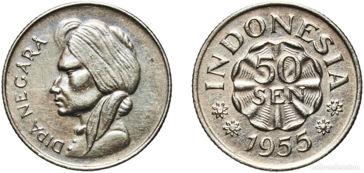 Monedas antiguas de Europa: Indonesia Republic 1955 50 Sen Copper-nickel 3.24g UNC KM Pn2