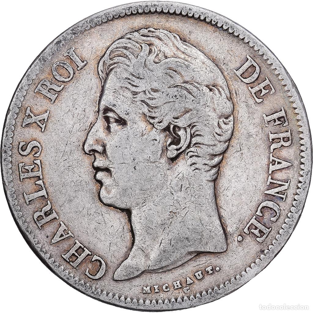 Monedas antiguas de Europa: [#1213971] Francia, 5 Francs, Charles X, 1829, Paris, Plata, BC+, KM:728.1