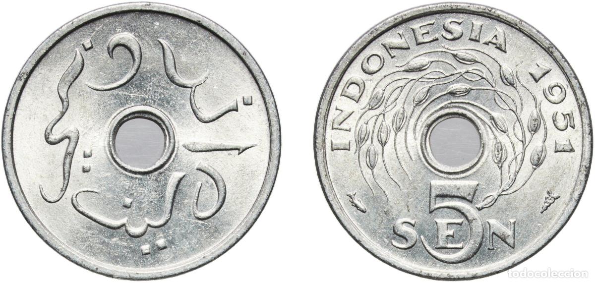 Monedas antiguas de Europa: Indonesia Republic 1951 5 Sen Aluminium Utrecht Mint 1.29g UNC KM 5 Sch&ouml;n 2