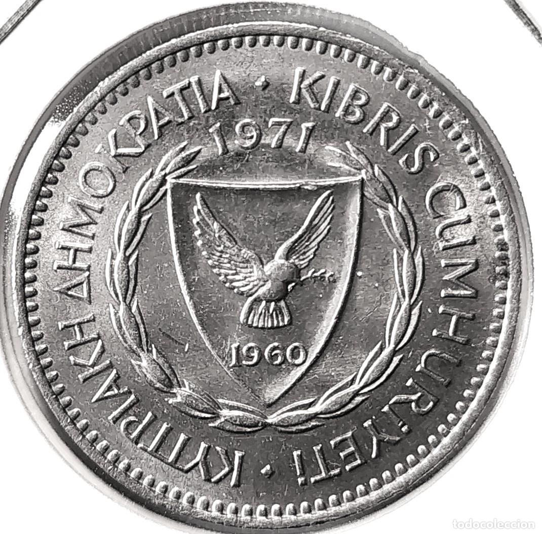 Monedas antiguas de Europa: CHIPRE (1963-1982) - 50 MILS 1971 - REPUBLICA DE CHIPRE - A - 5,65 GR. CUPRONIQUEL - DIAMETRO 23,60