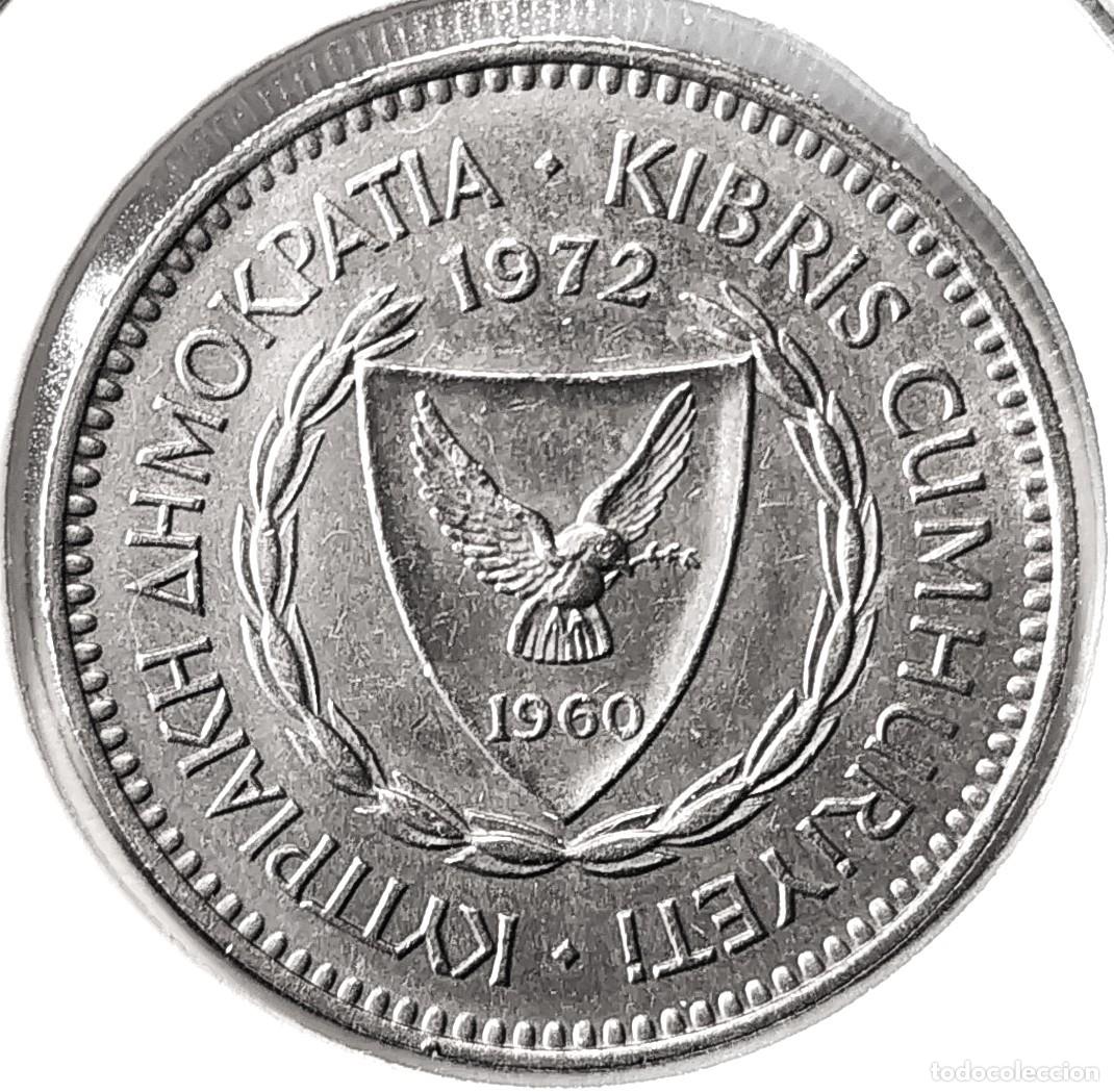 Monedas antiguas de Europa: CHIPRE (1963-1982) - 50 MILS 1972 - REPUBLICA DE CHIPRE - A - 5,65 GR. CUPRONIQUEL - DIAMETRO 23,60