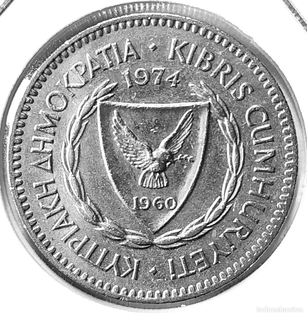 Monedas antiguas de Europa: CHIPRE (1963-1982) - 50 MILS 1974 - REPUBLICA DE CHIPRE - A - 5,65 GR. CUPRONIQUEL - DIAMETRO 23,60