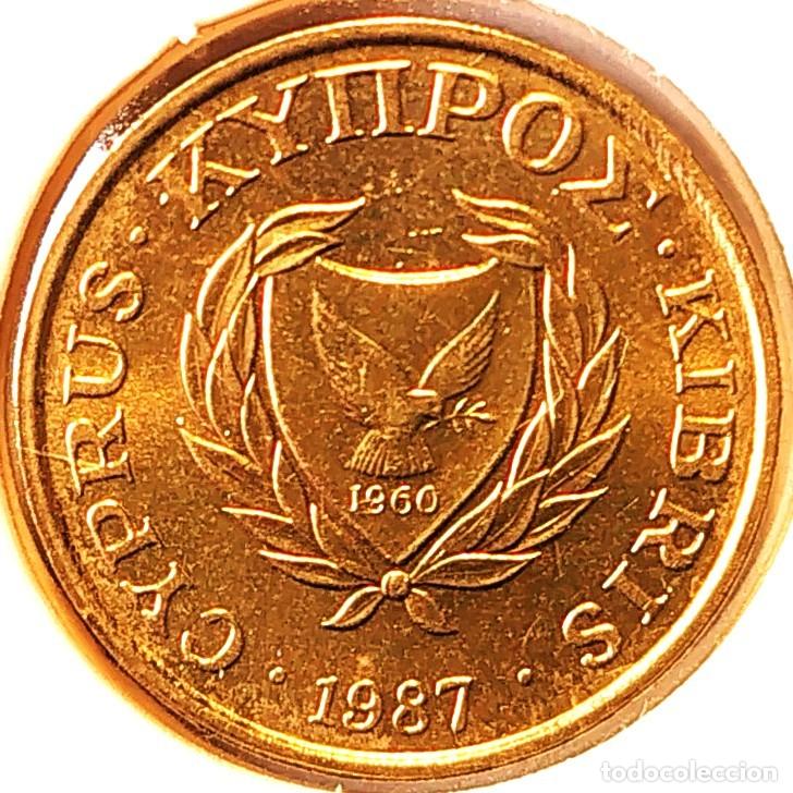 Monedas antiguas de Europa: CHIPRE (1983-2007) - 1 CENTAVO 1987 - REPUBLICA DE CHIPRE - A - 2 GR. NICKEL-LATON - DIAMETRO 16,50