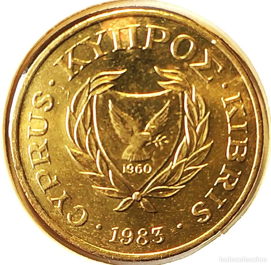 Monedas antiguas de Europa: CHIPRE (1983-2007) - 2 CENTAVOS 1983 - REPUBLICA DE CHIPRE - A - 2,58 GR. NICKEL-LATON
