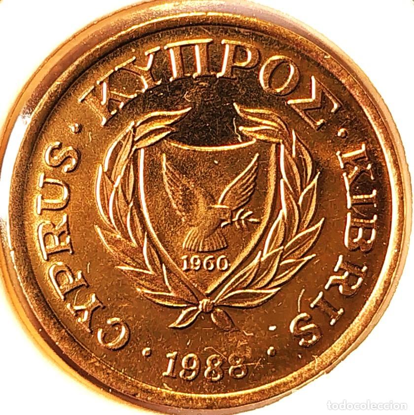Monedas antiguas de Europa: CHIPRE (1983-2007) - 2 CENTAVOS 1988 - REPUBLICA DE CHIPRE - A - 2,58 GR. NICKEL-LATON