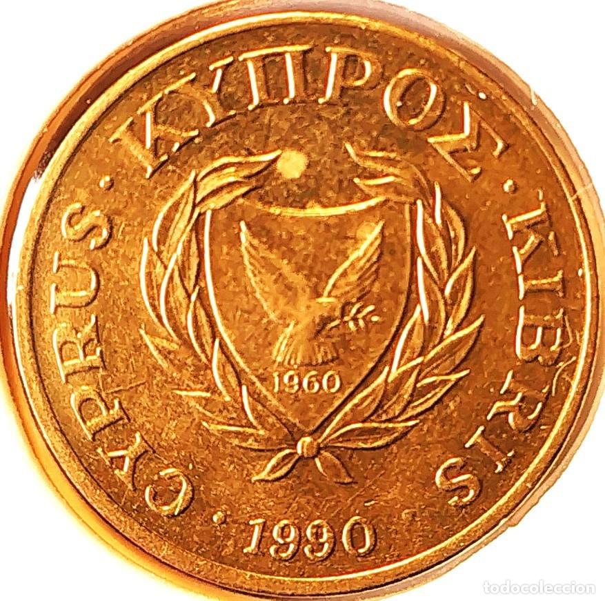 Monedas antiguas de Europa: CHIPRE (1983-2007) - 2 CENTAVOS 1990 - REPUBLICA DE CHIPRE - A - 2,58 GR. NICKEL-LATON