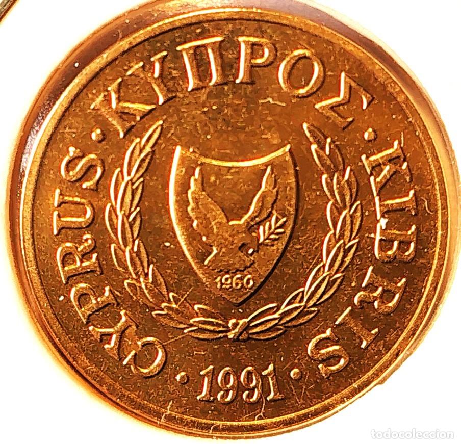 Monedas antiguas de Europa: CHIPRE (1983-2007) - 2 CENTAVOS 1991 - REPUBLICA DE CHIPRE - A - 2,58 GR. NICKEL-LATON
