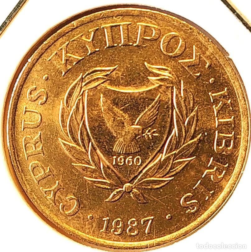 Monedas antiguas de Europa: CHIPRE (1983-2007) - 5 CENTAVOS 1987 - REPUBLICA DE CHIPRE - A - 3,80 GR. NICKEL-LATON - DIAMETRO 22