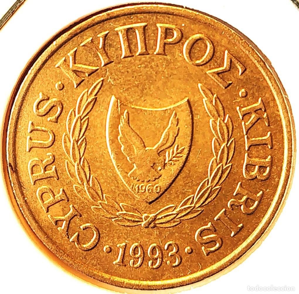 Monedas antiguas de Europa: CHIPRE (1983-2007) - 5 CENTAVOS 1993 - REPUBLICA DE CHIPRE - A - 3,80 GR. NICKEL-LATON - DIAMETRO 22