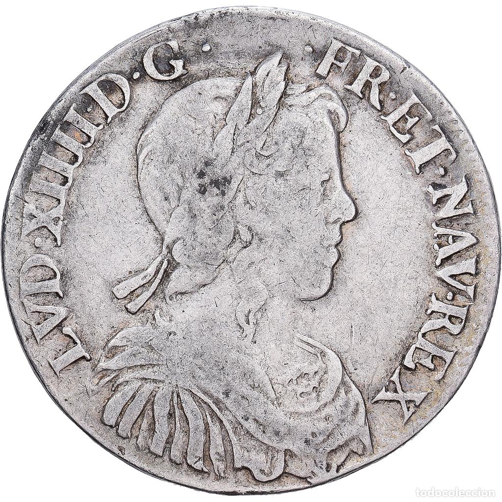 Monedas antiguas de Europa: [#1202869] Francia, Louis XIV, 1/2 &Eacute;cu &agrave; la m&egrave;che longue, 1651, Rouen, Plata, BC+