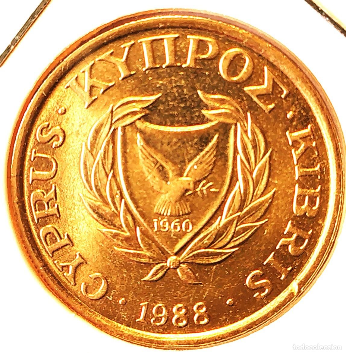 Monedas antiguas de Europa: CHIPRE (1983-2007) - 10 CENTAVOS 1988 - REPUBLICA DE CHIPRE - A - 5,50 GR. NICKEL-LATON