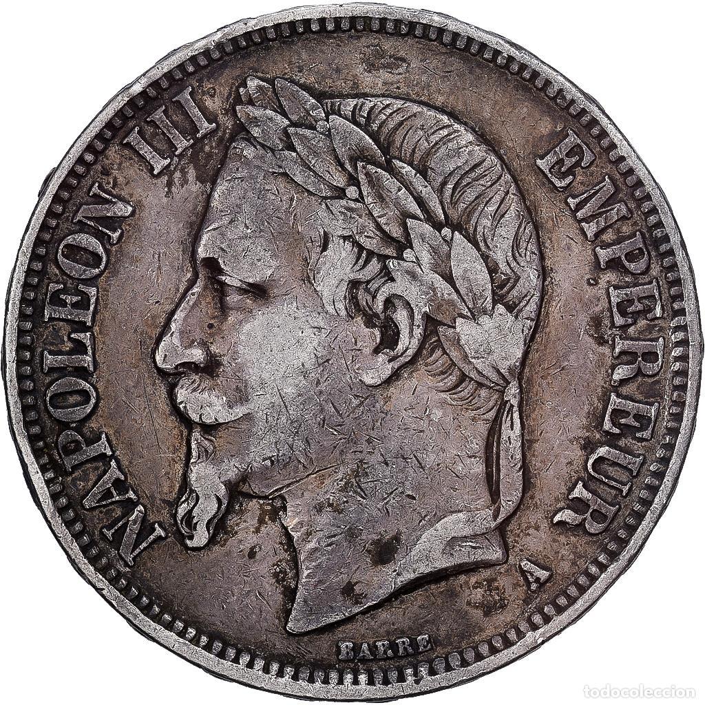 Monedas antiguas de Europa: [#1213965] Francia, Napoleon III, 5 Francs, Napol&eacute;on III, 1869, Paris, Plata, BC+