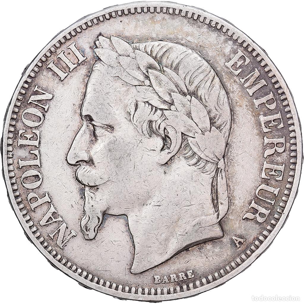 Monedas antiguas de Europa: [#1213966] Francia, Napoleon III, 5 Francs, Napol&eacute;on III, 1870, Paris, Plata, BC+