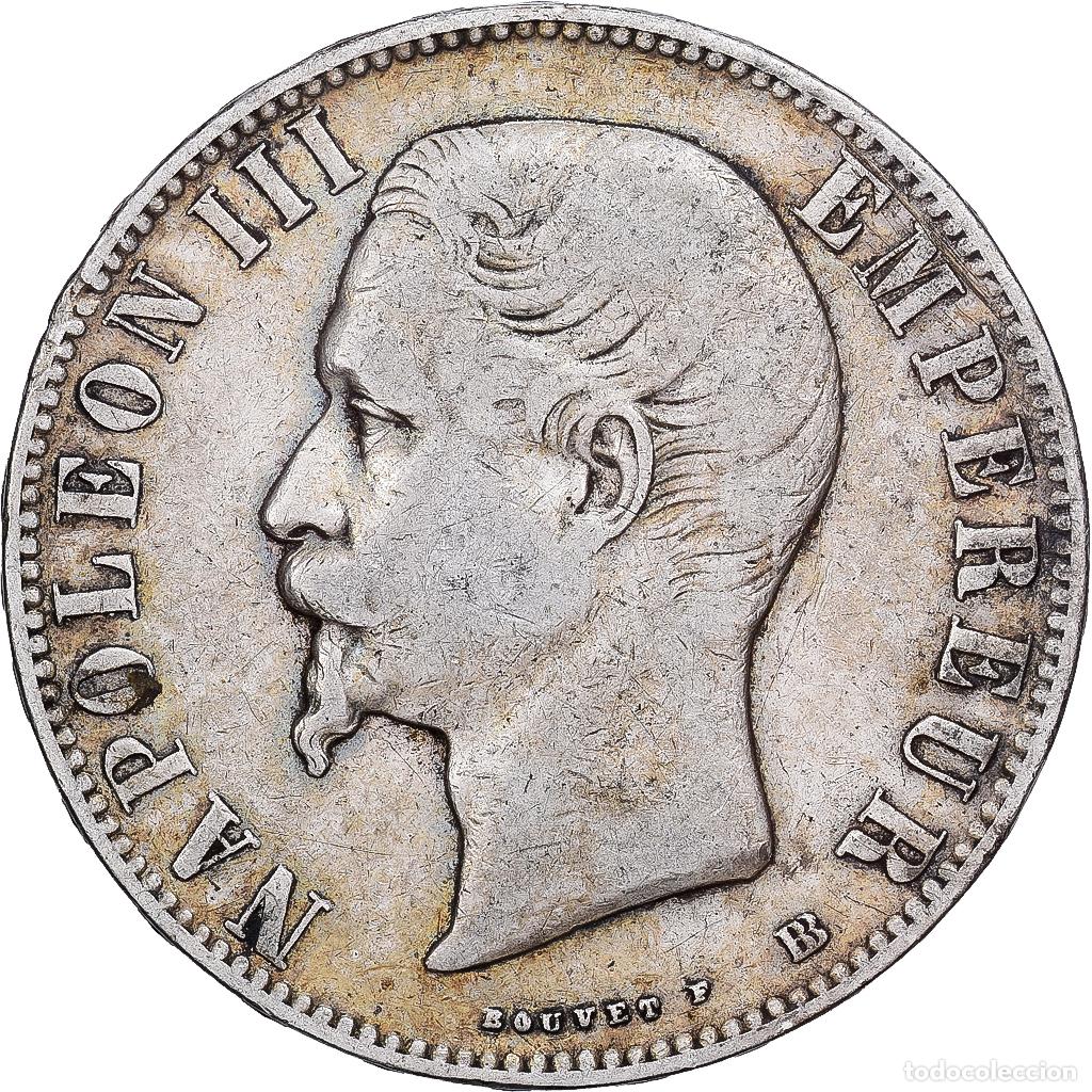 Monedas antiguas de Europa: [#1213969] Francia, Napoleon III, 5 Francs, Napol&eacute;on III, 1855, Strasbourg, Plata, BC+