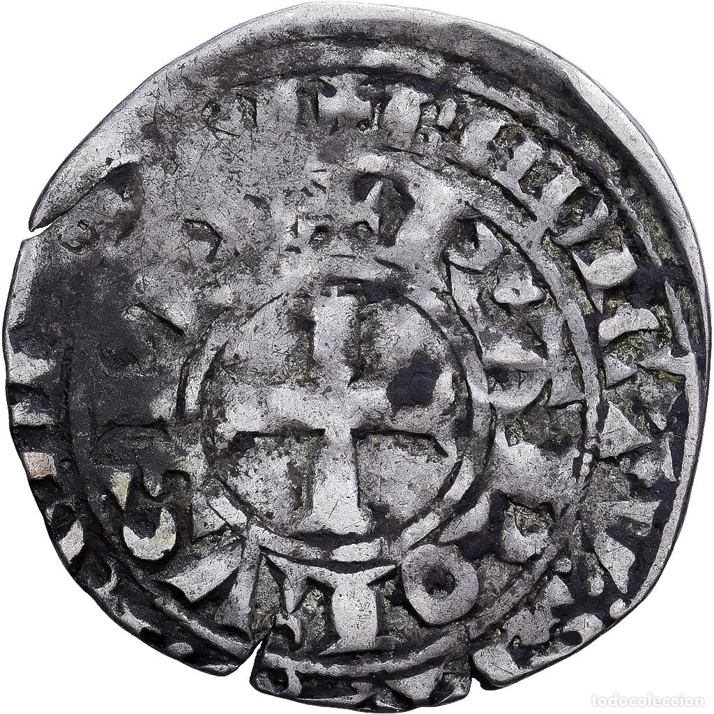 Monedas antiguas de Europa: [#1202890] Francia, Charles IV, Maille Blanche, 1326, Vell&oacute;n, BC+, Duplessy:243D