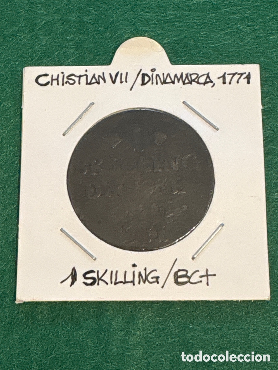 Monedas antiguas de Europa: Moneda Christian VII 1771, Dinamarca, 1 Skilling (A6)