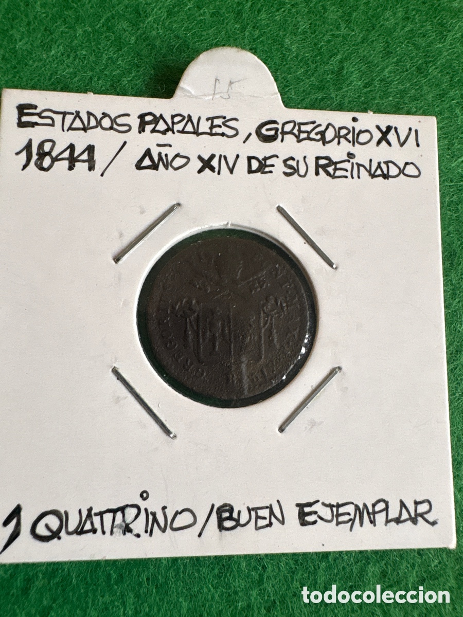 Monedas antiguas de Europa: Moneda Estados Papales, 1 Quatrino 1844, Gregorio XVI (A6)