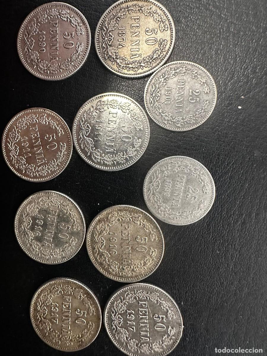 Monedas antiguas de Europa: FINLANDIA - LOTE 10 MONEDAS DE PLATA - 25 Y 50 PENNIA - SIGLO XIX Y PRINCIPIOS XX