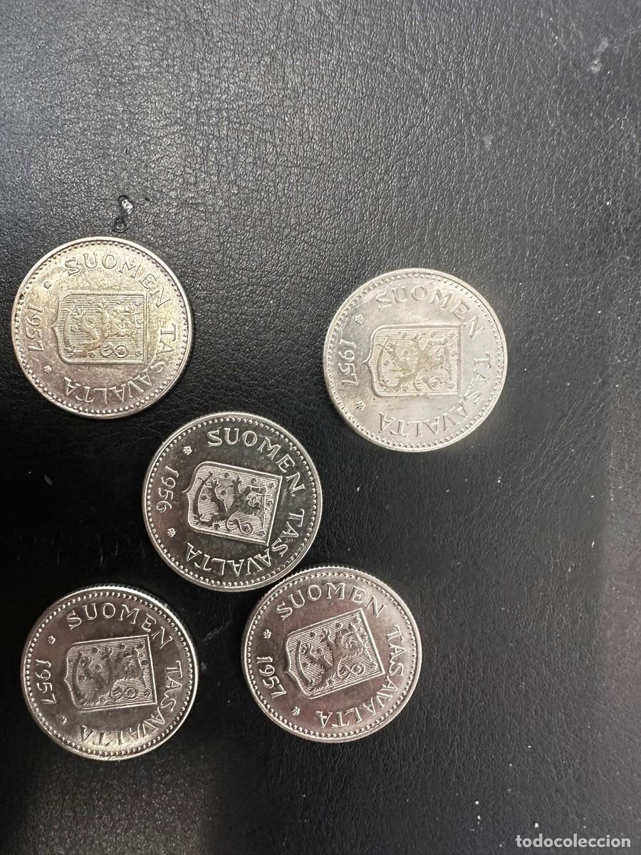 Monedas antiguas de Europa: FINLANDIA - LOTE 5 MONEDAS DE 200 MARKKAA PLATA .500 - A&Ntilde;OS 1956 Y 1957 - MBC/EBC