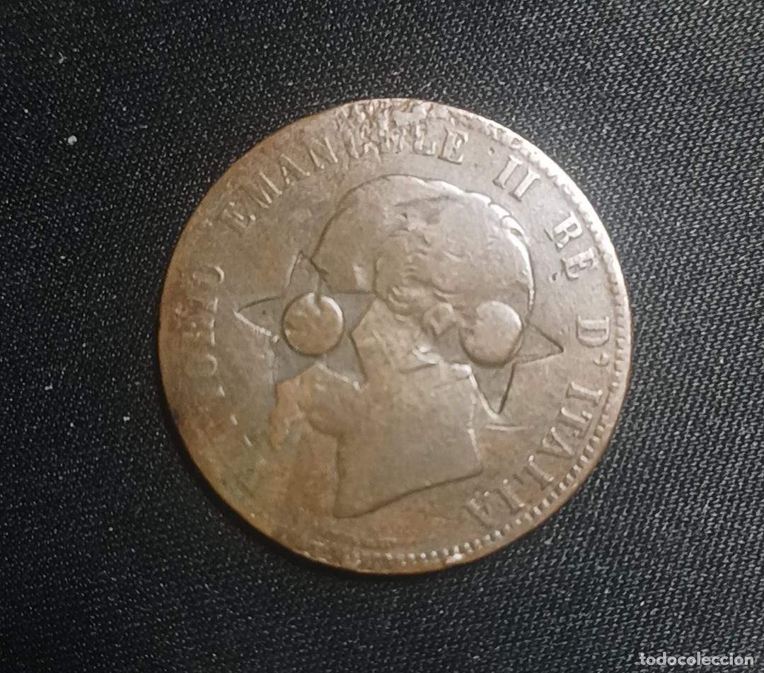 Monedas antiguas de Europa: 10 Ctm de Italia de 1867, pero con un detalle crucial: las estrellas contramarcadas selladas encima