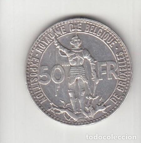 Monedas antiguas de Europa: BELGICA. Moneda de 50 Fr. de Plata 'FERROCARRILES' de 1935. Rara. MBC.