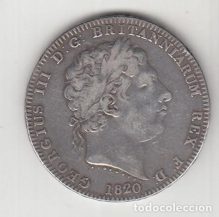 Monedas antiguas de Europa: GRAN BRETA&Ntilde;A. Moneda de Una Corona de Plata de 1820. BC