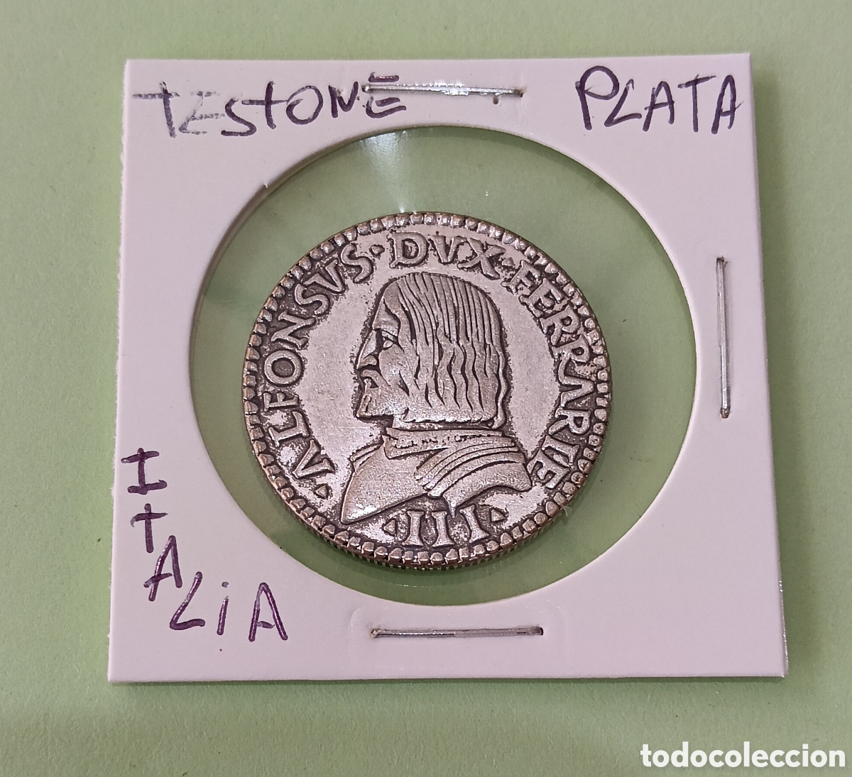 Monedas antiguas de Europa: Moneda Testone o ( Quarto ) de Plata Italia. Env&iacute;o asegurado atraves de Todocolecci&oacute;n.
