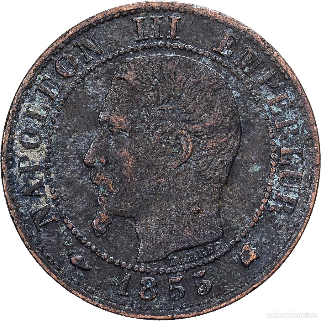 Monedas antiguas de Europa: [#1513128] Francia, Napoleon III, Centime, 1855, Bordeaux, Bronce, BC+, Gadoury:86