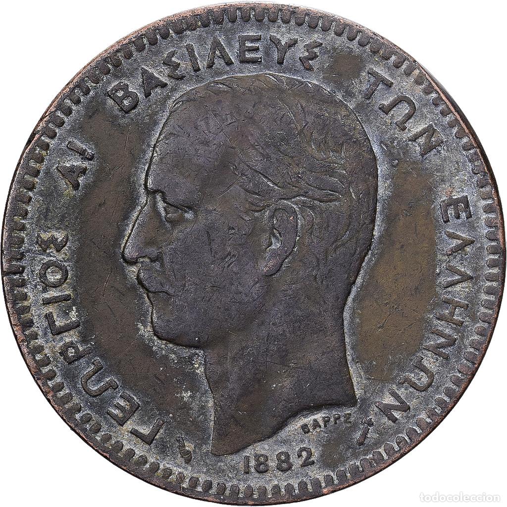 Monedas antiguas de Europa: [#1513129] Grecia, George I, 10 Lepta, 1882, Paris, Cobre, BC+, KM:55