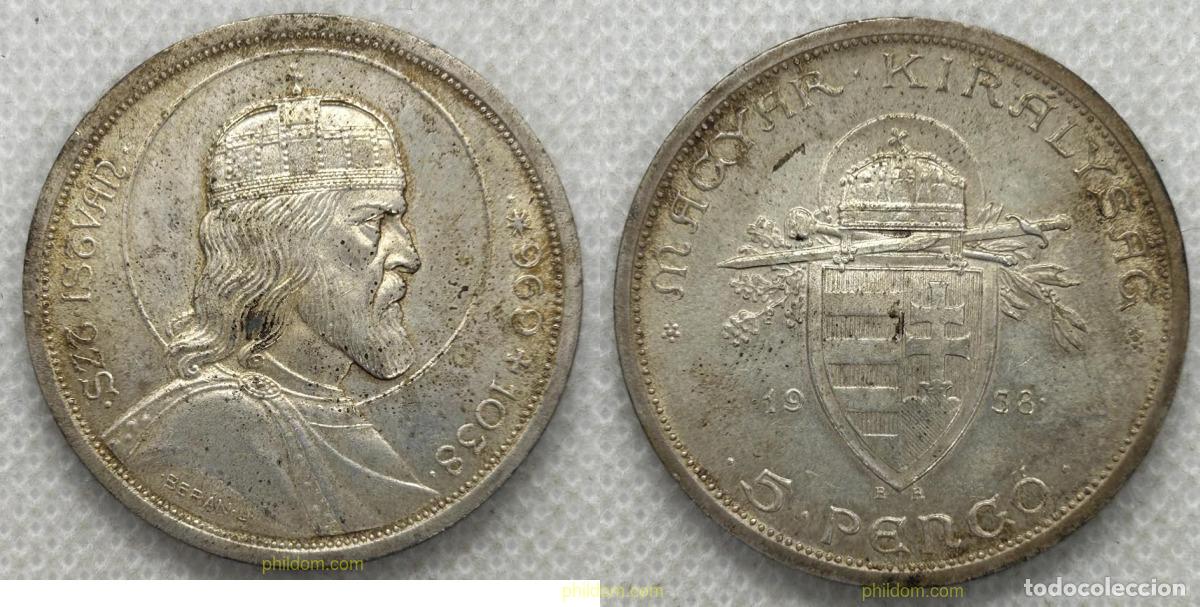 Monedas antiguas de Europa: 5352 HUNGRIA 1938 HUNGR&Iacute;A 5 PENGO 1938