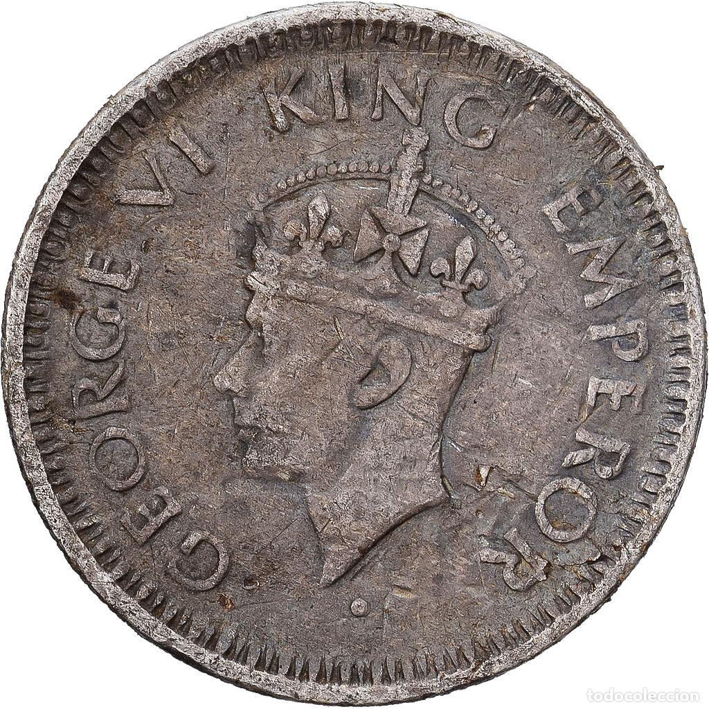 Monedas antiguas de Europa: [#1513141] India-Brit&aacute;nica, George VI, 1/4 Rupee, 1944, Bombay, Plata, BC+, KM:547