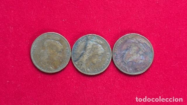 Monedas antiguas de Europa: 3 Monedas de 5centimos 1902, 1915 y 1916 Francia