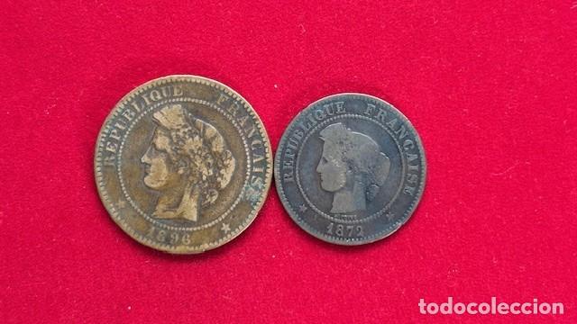 Monedas antiguas de Europa: 2 Monedas de 5 y 10 centimos 1872 y1896 Francia