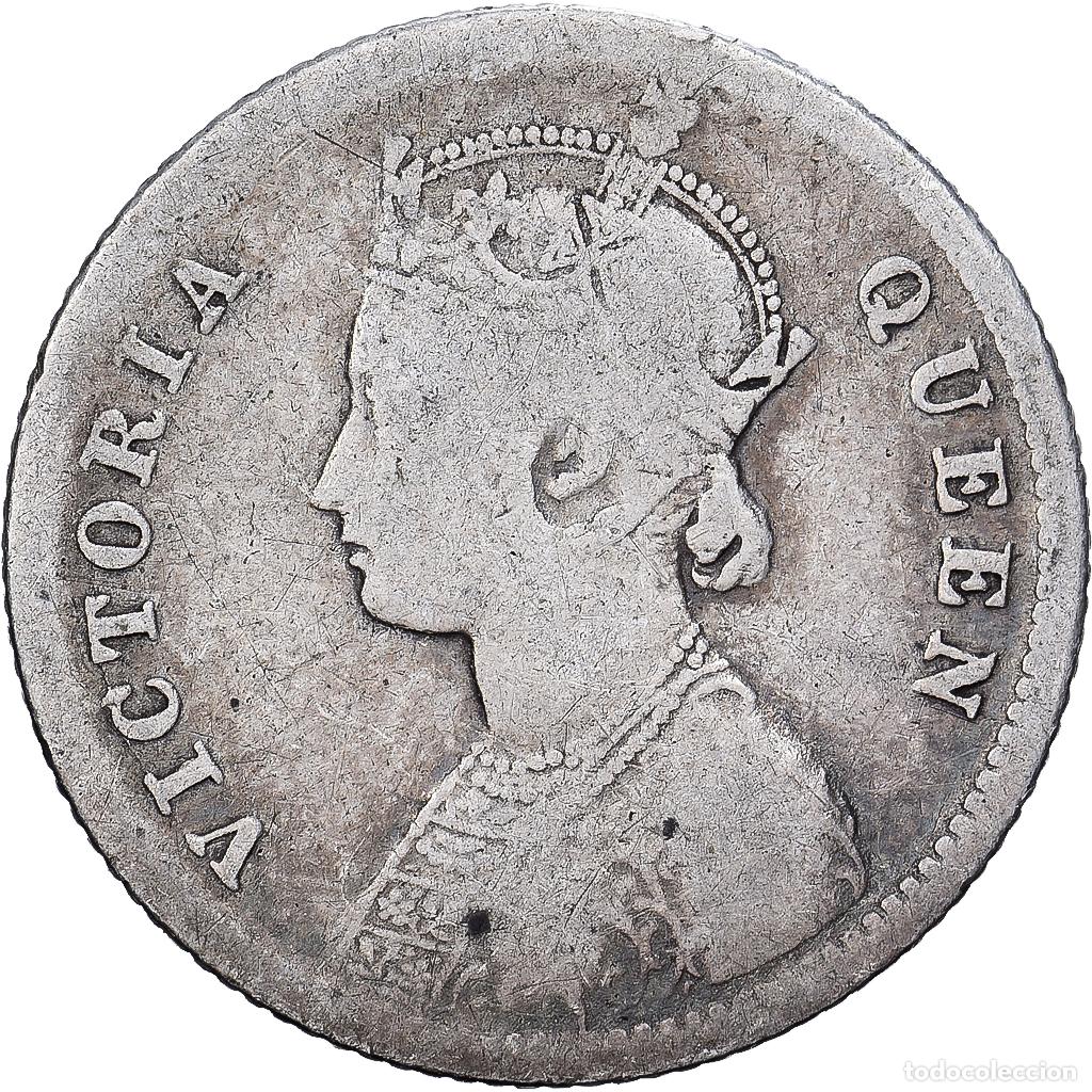 Monedas antiguas de Europa: [#1530061] India-Brit&aacute;nica, Victoria, 1/4 Rupee, 1862, Calcutta, Plata, BC+