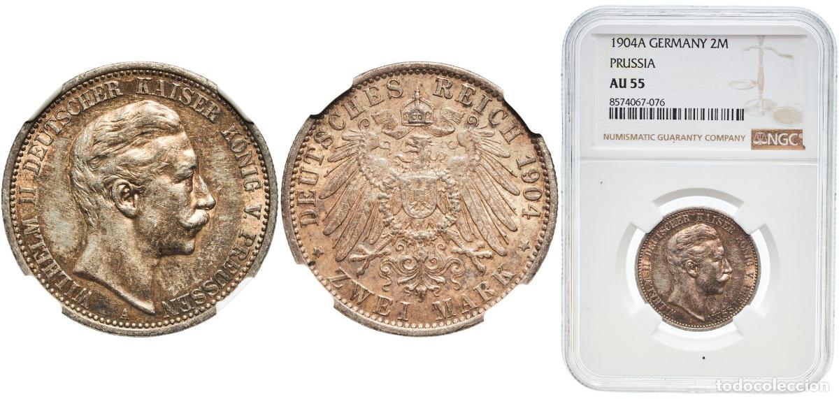 Monedas antiguas de Europa: Germany Kingdom of Prussia 1904 A 2 Mark - Wilhelm II Silver (.900) (Ag 900, Cu 100) Berlin Mint (9