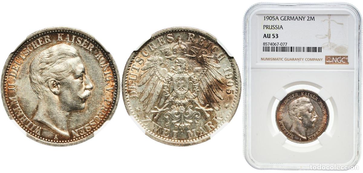 Alte M&uuml;nzen aus Europa: Germany Kingdom of Prussia 1905 A 2 Mark - Wilhelm II Silver (.900) (Ag 900, Cu 100) Berlin Mint (6