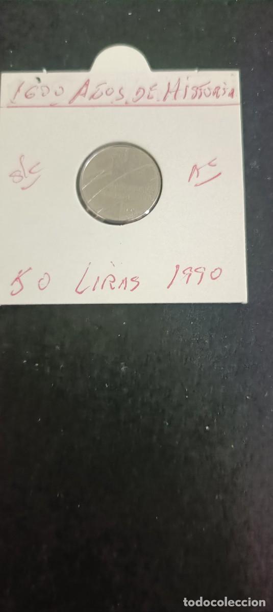 Monedas antiguas de Europa: SAN MARINO 50 LIRAS 1990 S/C KM=253 (ACERO)1600 A&Ntilde;OS DE HISTORIA