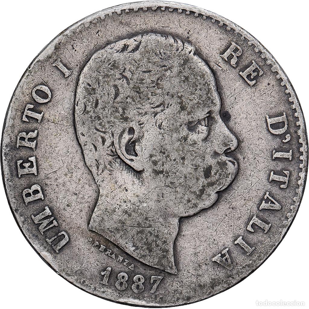 Monedas antiguas de Europa: [#1530077] Italia, Umberto I, Lira, 1887, Milan, Plata, BC+, KM:24.2
