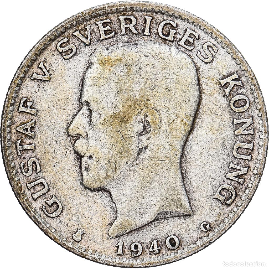 Monedas antiguas de Europa: [#1530079] Suecia, Gustaf V, 1 Krona, 1940, Kungsholmen, Plata, MBC, KM:75.3