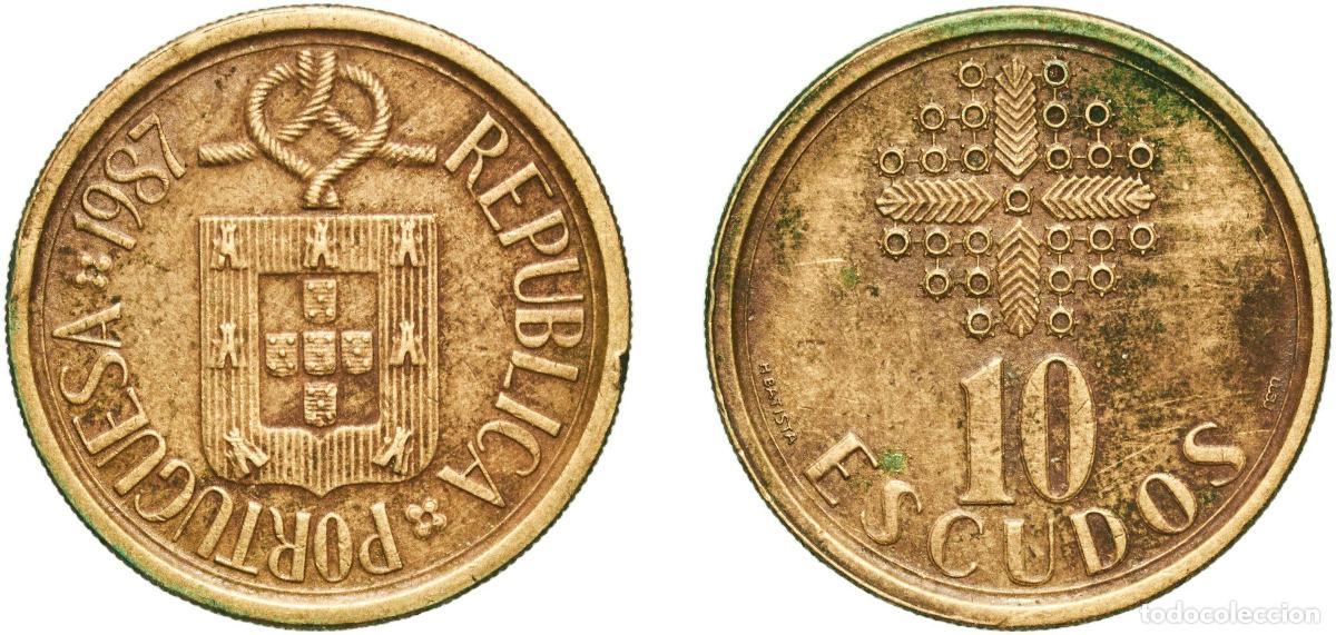 Monedas antiguas de Europa: Portugal Third Republic 1987 10 Escudos Nickel brass (Cu790, Zn200, Ni10) Lisbon Mint (32814999) 7.