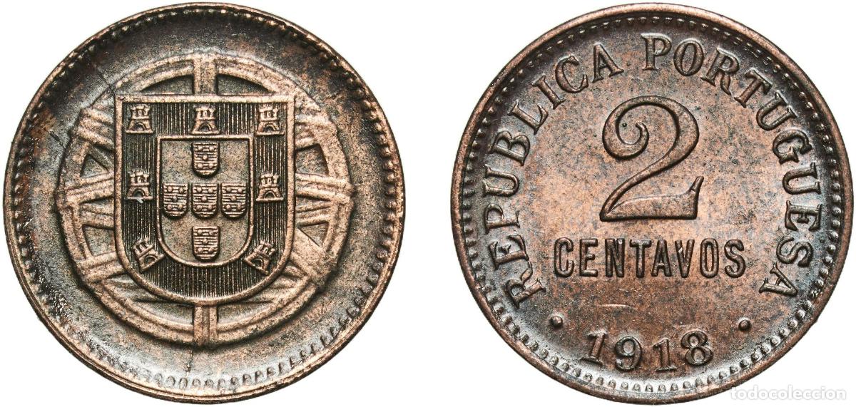 Monedas antiguas de Europa: Portugal First Republic 1918 2 Centavos Bronze Lisbon Mint (4295000) 5.09g AU KM 568 Gomes R 03 Sc
