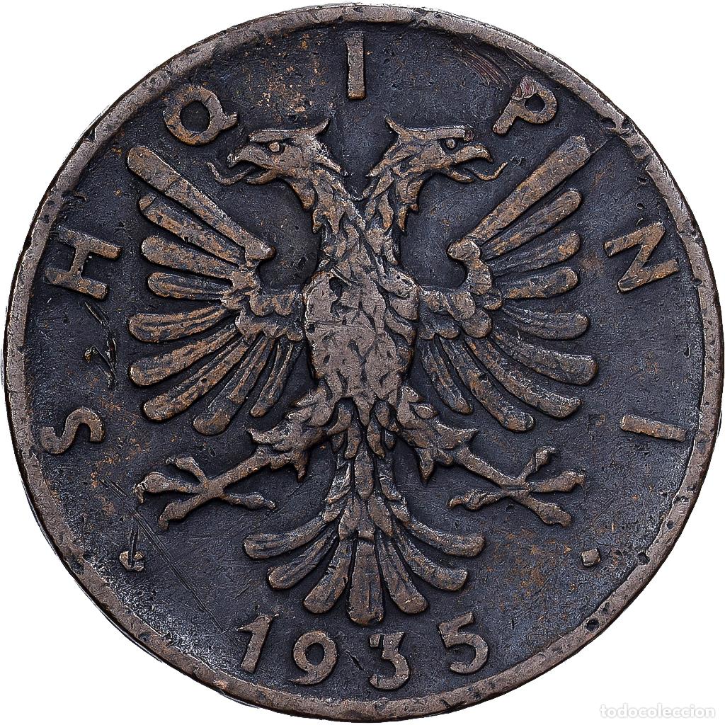 Monedas antiguas de Europa: [#1530111] Albania, Zog I, 2 Qindar Ari, 1935, Rome, Bronce, MBC, KM:15