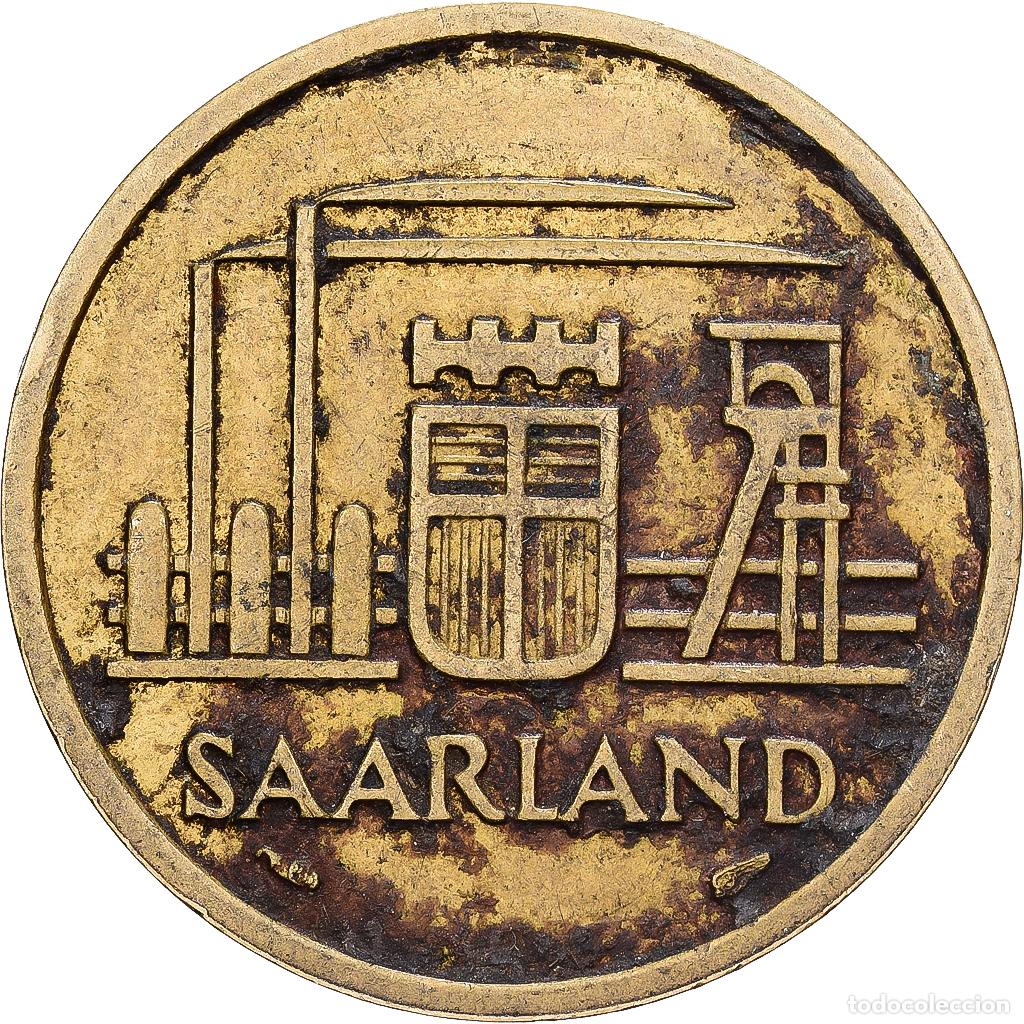 Monedas antiguas de Europa: [#1530120] SARRE, 20 Franken, 1954, Paris, Aluminio - bronce, BC+, KM:2